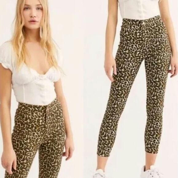 Free People Leopard Cheetah Size 25 Skinny Jeans - Picture 6 of 7